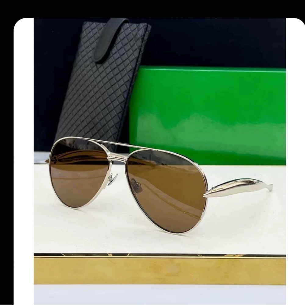 Silver Aviator Sunglasses with Brown Lenses